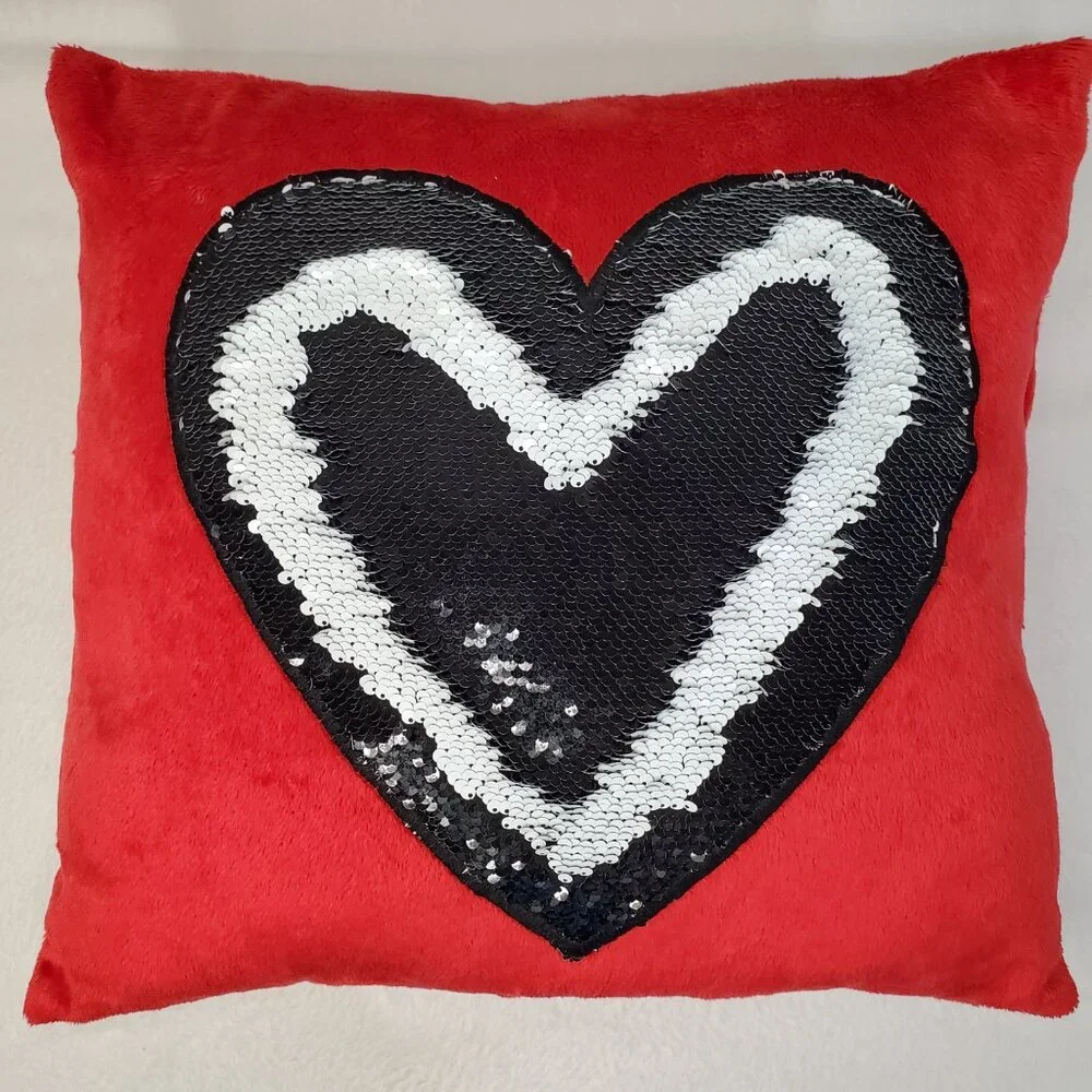 Heart Pillow REVERSIBLE Sequins Heart Pillow